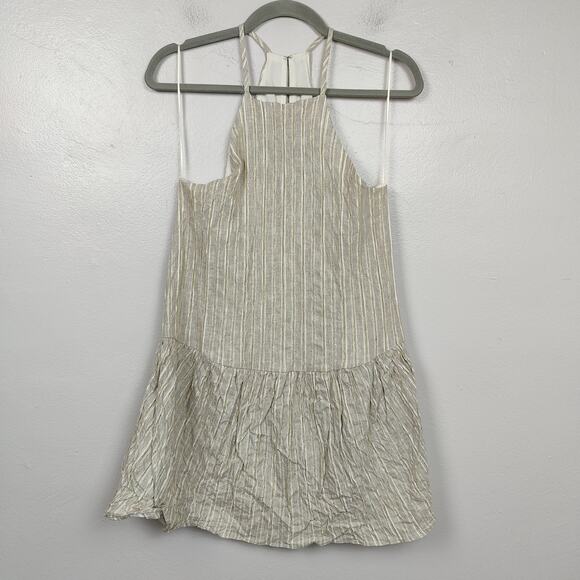Amanda Uprichard Amy Dress Womens Medium Valencia Linen‎ Metallic Stripe Mini - Picture 1 of 11